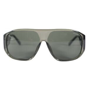 GUESS Oversized Aviator Shield Sunglasses Green Transparent Grey Lens Unisex NWT